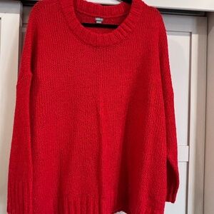 aerie Red Relaxed Crewneck Sweater